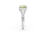 White gold Fancy Yellow Princess  Halo Split Shank Pave Diamond Ring with Four-Prong Setting_31