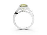 White gold Fancy Yellow Princess  Halo Split Shank Pave Diamond Ring with Four-Prong Setting_32