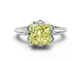 White gold Fancy Yellow Princess  Halo Split Shank Pave Diamond Ring with Petal Prong Setting_31