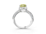 White gold Fancy Yellow Princess  Halo Split Shank Pave Diamond Ring with Petal Prong Setting_34