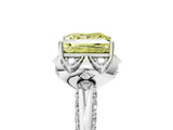 White gold Fancy Yellow Princess  Halo Split Shank Pave Diamond Ring with Petal Prong Setting_36