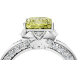 White gold Fancy Yellow Princess  Halo Split Shank Pave Diamond Ring with Petal Prong Setting_36