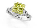 White gold Fancy Yellow Princess  Halo Twist Band Solitaire Prong Setting Ring_1