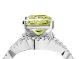 White gold Fancy Yellow Princess  Halo Twist Band Solitaire Prong Setting Ring_4