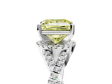White gold Fancy Yellow Princess  Halo Twist Band Solitaire Prong Setting Ring_5