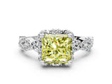White gold Fancy Yellow Princess  Halo Twist Band Solitaire Ring with Six-Prong Setting_32
