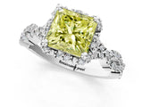 White gold Fancy Yellow Princess  Halo Twist Band Solitaire Ring with Six-Prong Setting_33