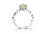 White gold Fancy Yellow Princess  Halo Twist Band Solitaire Ring with Six-Prong Setting_35