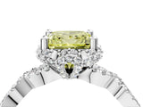 White gold Fancy Yellow Princess  Halo Twist Band Solitaire Ring with Six-Prong Setting_36