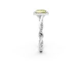 White gold Fancy Yellow Princess  Halo Twist Band Solitaire Ring_2