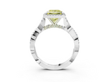 White gold Fancy Yellow Princess  Halo Twist Band Solitaire Ring_3