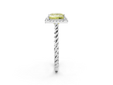 White gold Fancy Yellow Princess  Halo Twisted Band Four-Prong Diamond Ring_2