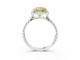 White gold Fancy Yellow Princess  Halo Twisted Band Four-Prong Diamond Ring_3