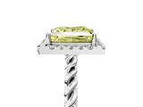 White gold Fancy Yellow Princess  Halo Twisted Band Four-Prong Diamond Ring_5