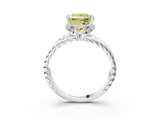 White gold Fancy Yellow Princess  Halo Twisted Band Four-Prong Ring_35