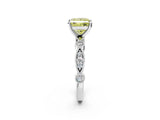 White gold Fancy Yellow Princess  Milgrain Bezel Diamond Engagement Ring with Solitaire Prong Setting_30