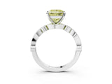 White gold Fancy Yellow Princess  Milgrain Bezel Diamond Engagement Ring with Solitaire Prong Setting_31