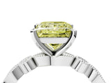 White gold Fancy Yellow Princess  Milgrain Bezel Diamond Engagement Ring with Solitaire Prong Setting_33