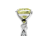 White gold Fancy Yellow Princess  Milgrain Bezel Diamond Engagement Ring with Solitaire Prong Setting_34
