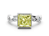 White gold Fancy Yellow Princess  Milgrain Marquise Diamond Twist Band Ring_74