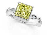 White gold Fancy Yellow Princess  Milgrain Marquise Diamond Twist Band Ring_75