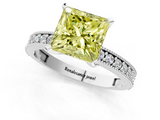 White gold Fancy Yellow Princess  Milgrain Pave Diamond Engagement Ring with Four-Prong Setting_1