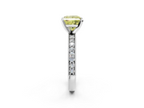White gold Fancy Yellow Princess  Milgrain Pave Diamond Engagement Ring with Four-Prong Setting_2