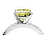 White gold Fancy Yellow Princess  Milgrain Pave Diamond Engagement Ring with Four-Prong Setting_4
