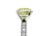 White gold Fancy Yellow Princess  Milgrain Pave Diamond Engagement Ring with Four-Prong Setting_5