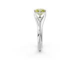 White gold Fancy Yellow Princess  Solitaire Beaded Band Six-Prong Setting_2