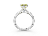 White gold Fancy Yellow Princess  Solitaire Beaded Band Six-Prong Setting_3