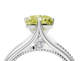 White gold Fancy Yellow Princess  Solitaire Beaded Band Six-Prong Setting_4
