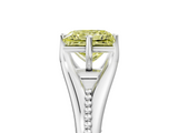 White gold Fancy Yellow Princess  Solitaire Beaded Band Six-Prong Setting_5