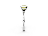 White gold Fancy Yellow Princess  Solitaire Beaded Band with Four-Prong Setting_2