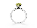 White gold Fancy Yellow Princess  Solitaire Beaded Band with Four-Prong Setting_3