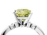 White gold Fancy Yellow Princess  Solitaire Beaded Band with Four-Prong Setting_4