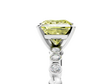 White gold Fancy Yellow Princess  Solitaire Bezel Accent Diamond Engagement Ring with Beaded Band and Four-Prong Setting_5