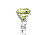 White gold Fancy Yellow Princess  Solitaire Bezel-Set Diamond Ring with Beaded Band and Four-Prong Setting_58