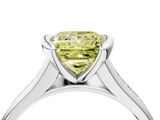White gold Fancy Yellow Princess  Solitaire Bezel-Set Diamond Ring with Channel-Set Band_4