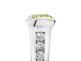 White gold Fancy Yellow Princess  Solitaire Bezel-Set Diamond Ring with Channel-Set Band_5