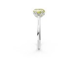 White gold Fancy Yellow Princess  Solitaire Cathedral Diamond Ring with Six-Prong Setting_2