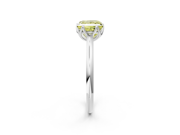 Platinum Fancy Yellow Princess  Solitaire Cathedral Diamond Ring with Six-Prong Setting