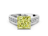 White gold Fancy Yellow Princess  Solitaire Channel-Set Diamond Engagement Ring with Four-Prong Setting_29