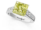 White gold Fancy Yellow Princess  Solitaire Channel-Set Diamond Engagement Ring with Four-Prong Setting_30