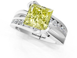 White gold Fancy Yellow Princess  Solitaire Channel-Set Split Shank Ring with Tension Prong Setting_4