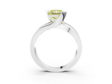 White gold Fancy Yellow Princess  Solitaire Channel-Set Split Shank Ring with Tension Prong Setting_6