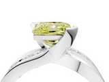 White gold Fancy Yellow Princess  Solitaire Channel-Set Split Shank Ring with Tension Prong Setting_7