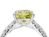 White gold Fancy Yellow Princess  Solitaire Chevron Pave Diamond Engagement Ring with Six-Prong Setting_4