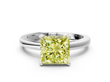 White gold Fancy Yellow Princess  Solitaire Diamond Engagement Ring with Four-Prong Setting on a Classic Band_3