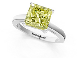 White gold Fancy Yellow Princess  Solitaire Diamond Engagement Ring with Four-Prong Setting on a Classic Band_4